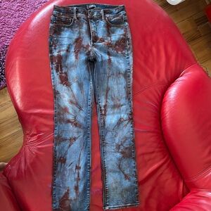 NYDJ Jeans Tie Dye Marilyn Straight Stretch Nip Tuck Technology Sz 6